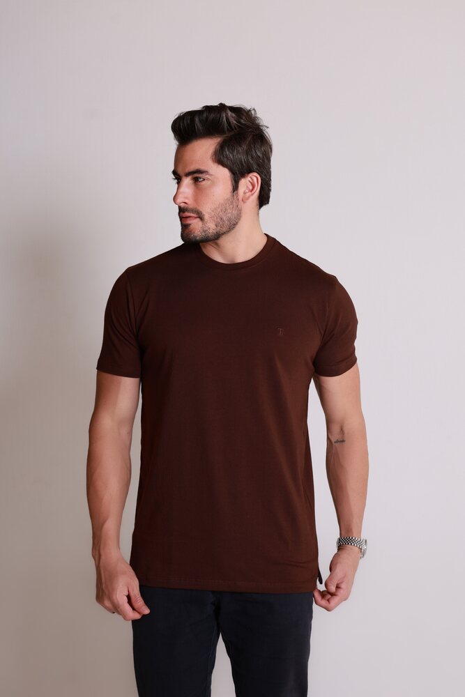 Camiseta Gola Redonda Marrom